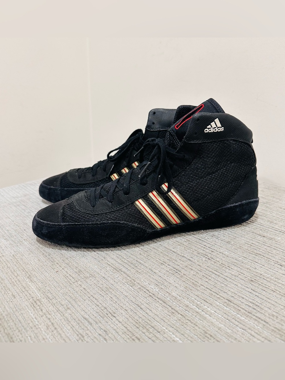 Vintage Adidas Combat Speed 3 Wrestling Shoes Size 11.5 Black Gold 2010 Rare